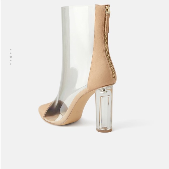 Zara NWT Heeled Vinyl Ankle Boots Size 6 - Picture 4 of 4